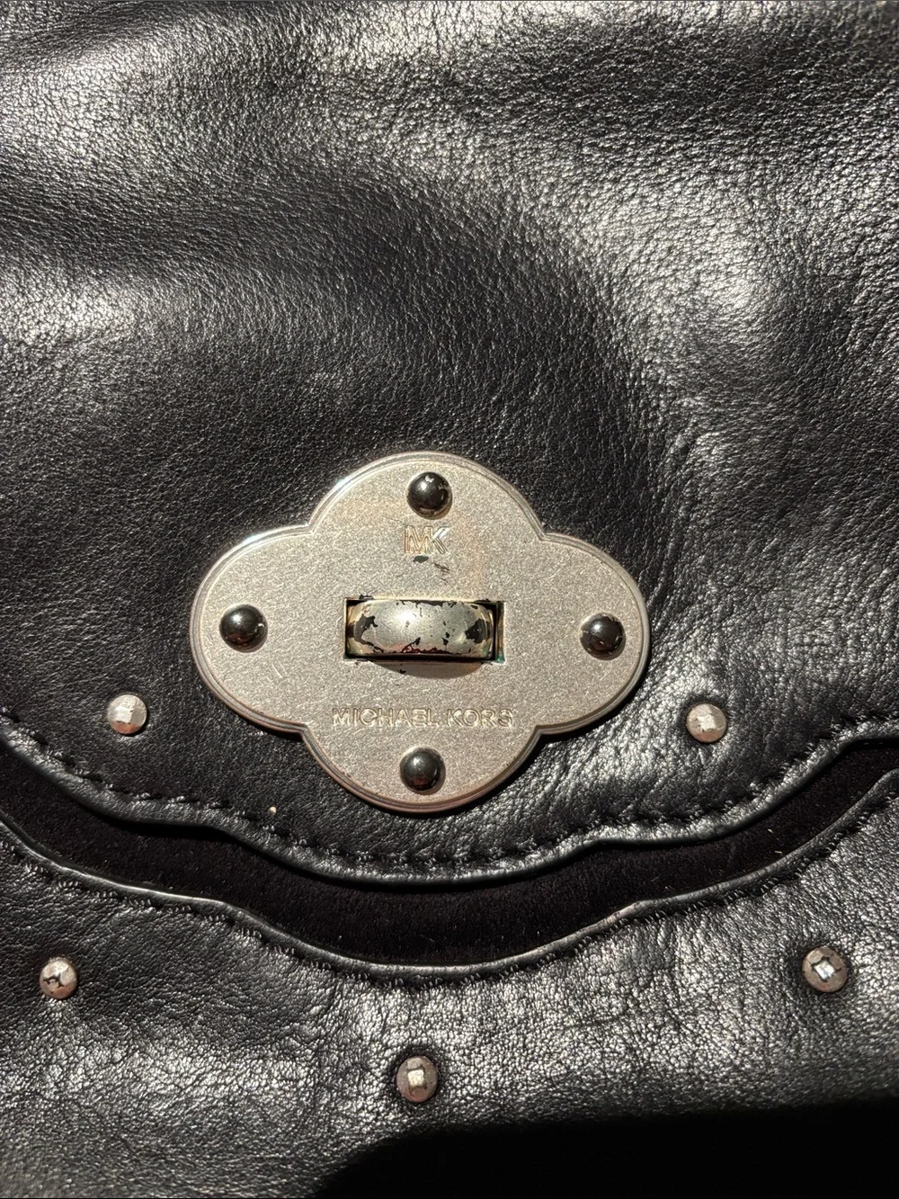 Classic Black Leather/Suede Shoulder Bag - Picture 2 of 7